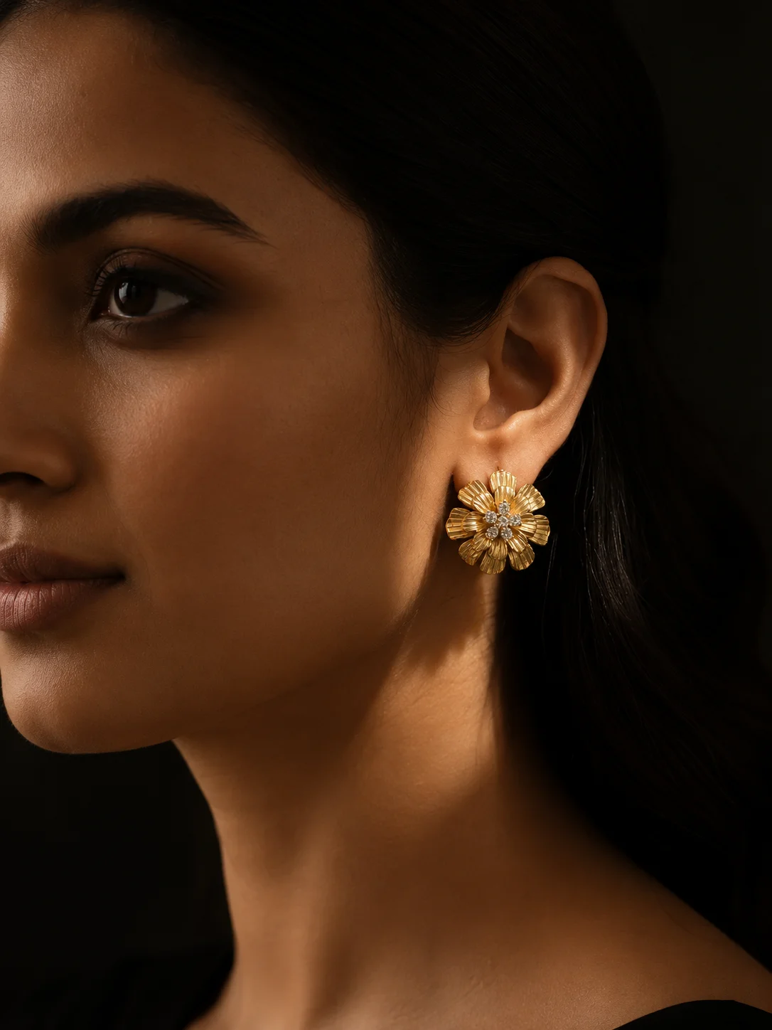 Golden Petal Stud